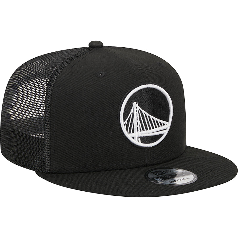 NBA Golden State Warriors New Era Black &amp; White Trucker 9FIFTY Snapback