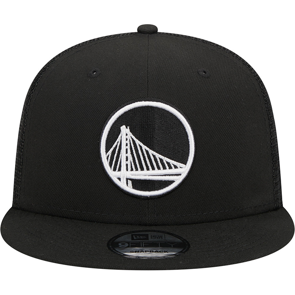 NBA Golden State Warriors New Era Black &amp; White Trucker 9FIFTY Snapback