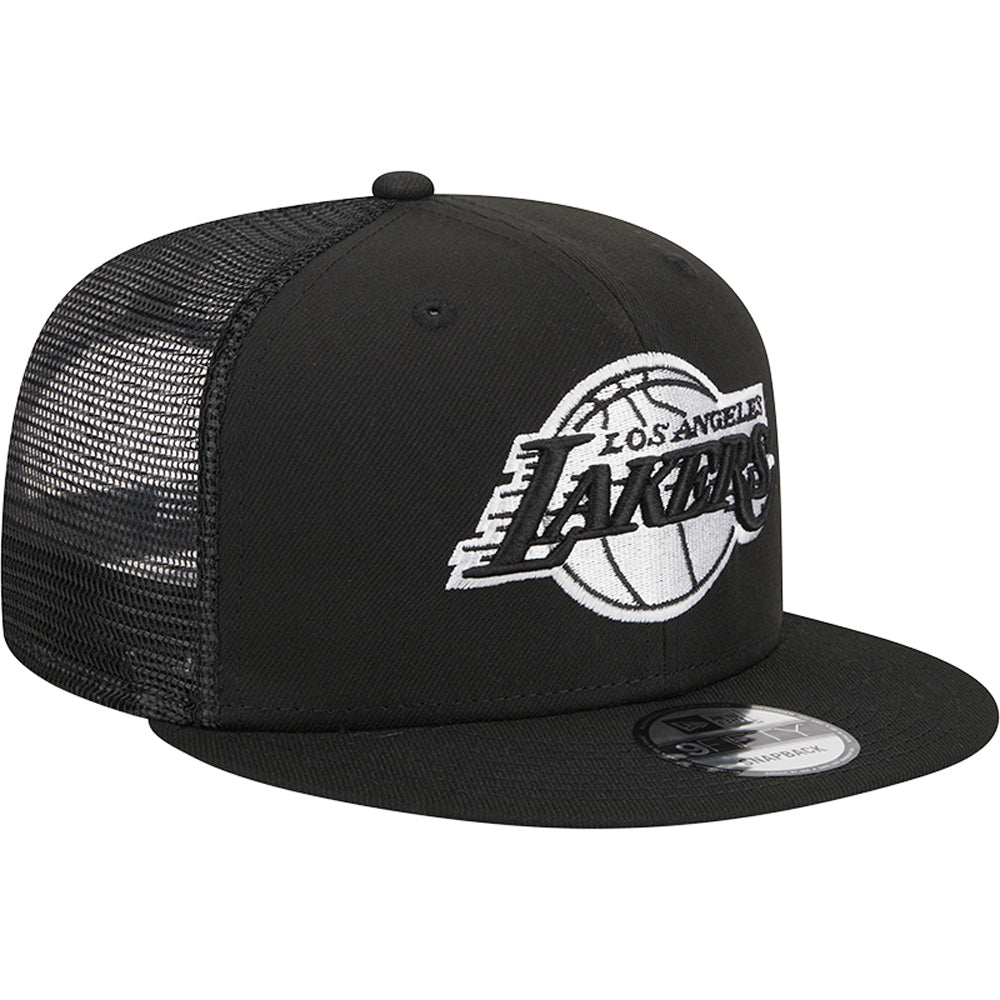 NBA Los Angeles Lakers New Era Black &amp; White Trucker 9FIFTY Snapback