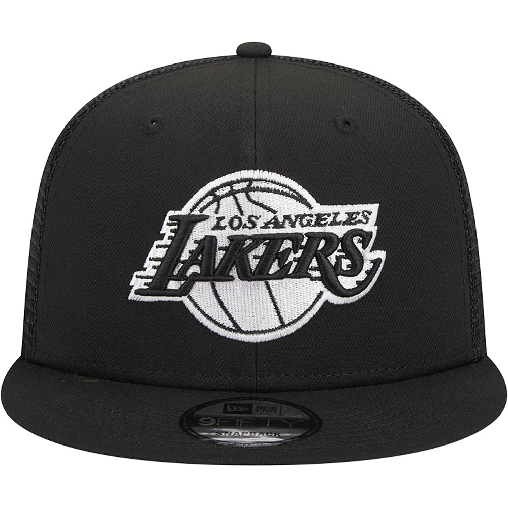 NBA Los Angeles Lakers New Era Black &amp; White Trucker 9FIFTY Snapback