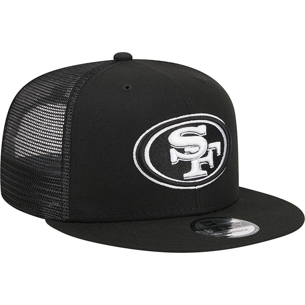 NFL San Francisco 49ers New Era Black &amp; White Trucker 9FIFTY Snapback