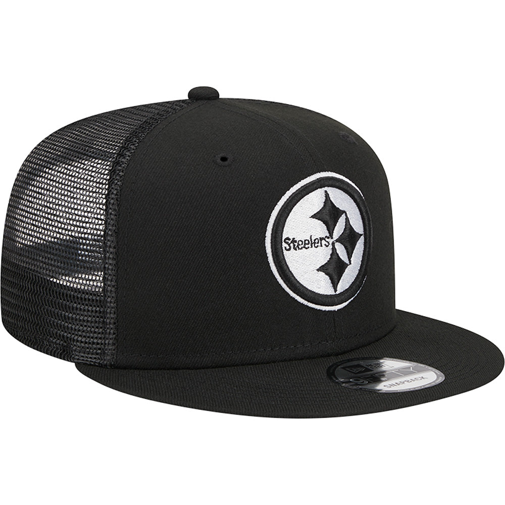 NFL Pittsburgh Steelers New Era Black &amp; White Trucker 9FIFTY Snapback