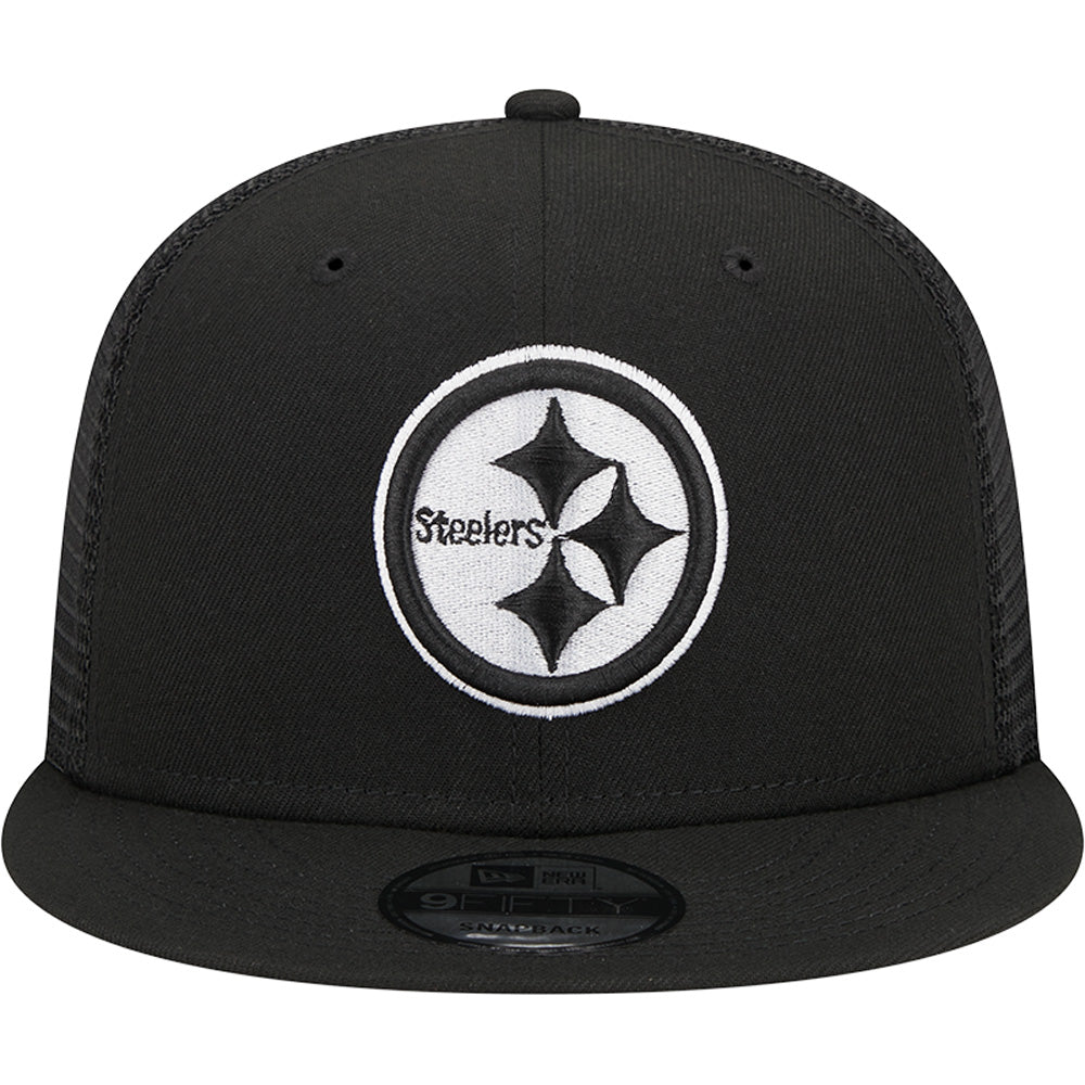 NFL Pittsburgh Steelers New Era Black &amp; White Trucker 9FIFTY Snapback