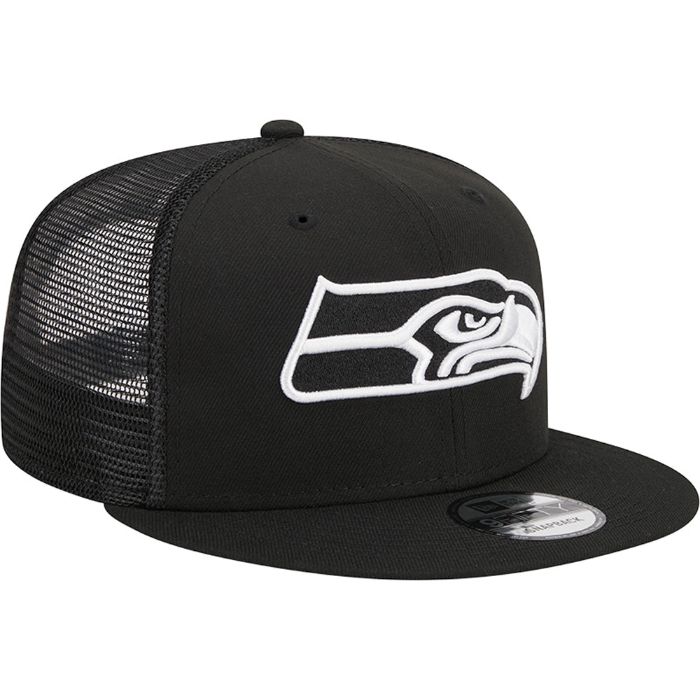 NFL Seattle Seahawks New Era Black &amp; White Trucker 9FIFTY Snapback