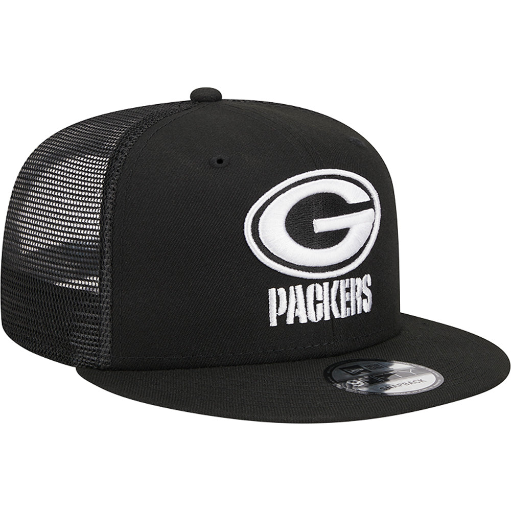 NFL Green Bay Packers New Era Black &amp; White Trucker 9FIFTY Snapback