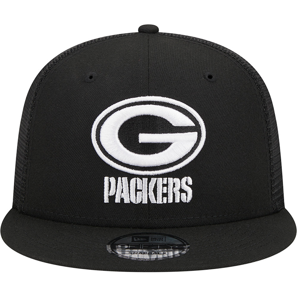 NFL Green Bay Packers New Era Black &amp; White Trucker 9FIFTY Snapback