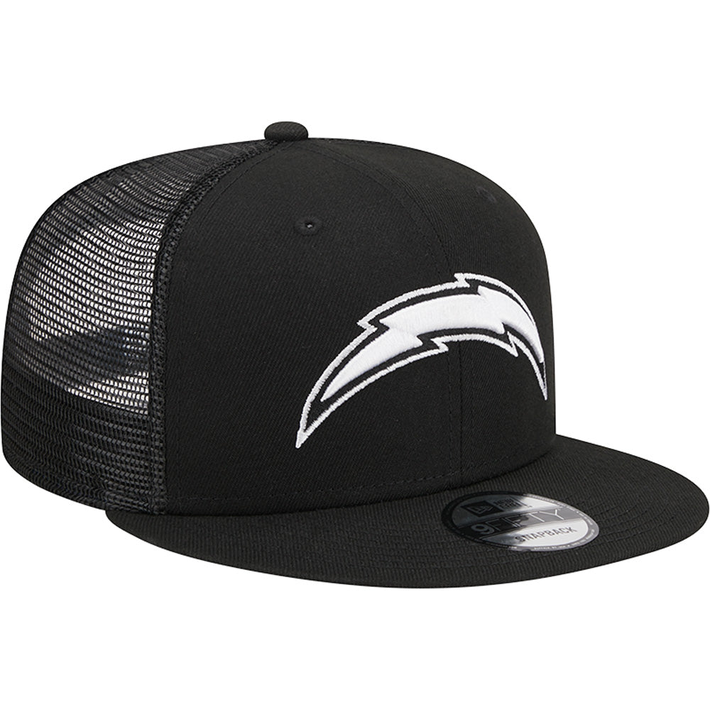 NFL Los Angeles Chargers New Era Black &amp; White Trucker 9FIFTY Snapback