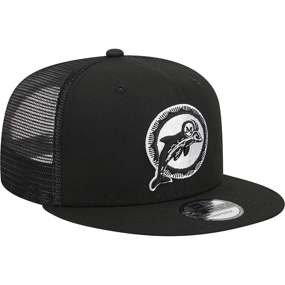 NFL Miami Dolphins New Era Black &amp; White Trucker 9FIFTY Snapback