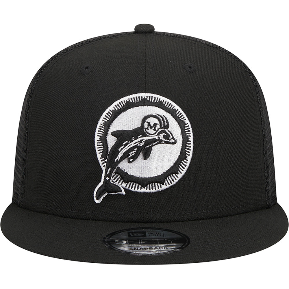 NFL Miami Dolphins New Era Black &amp; White Trucker 9FIFTY Snapback