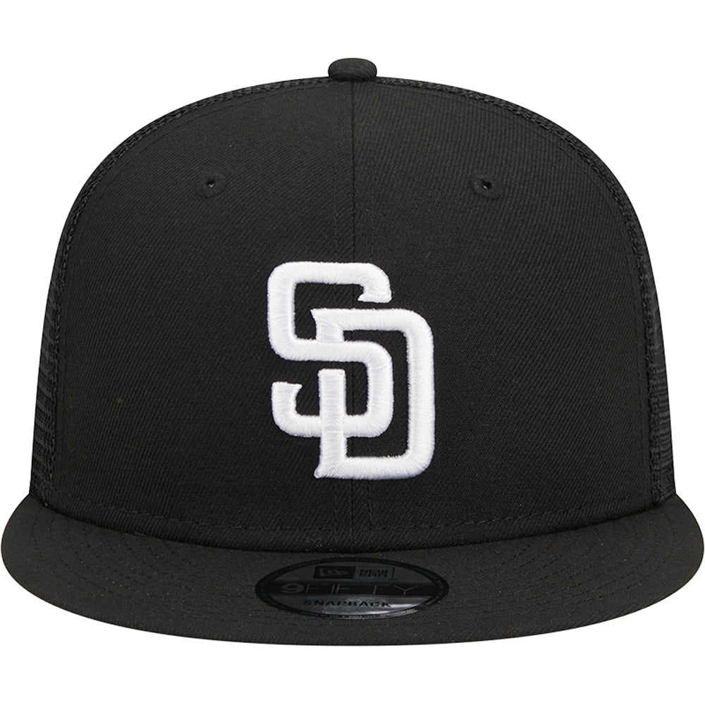 MLB San Diego Padres New Era Black &amp; White Trucker 9FIFTY Snapback