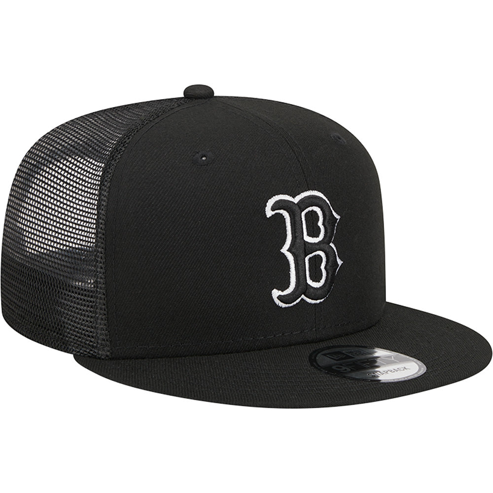 MLB Boston Red Sox New Era Black &amp; White Trucker 9FIFTY Snapback