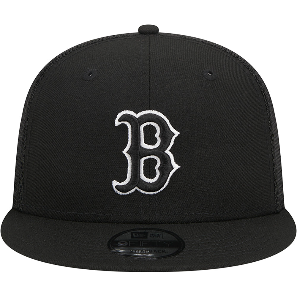 MLB Boston Red Sox New Era Black &amp; White Trucker 9FIFTY Snapback