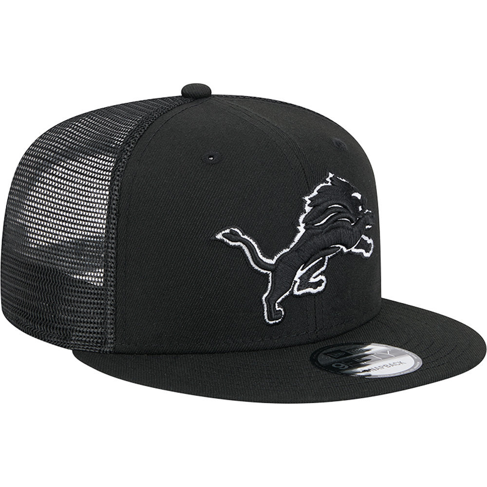 NFL Detroit Lions New Era Black &amp; White Trucker 9FIFTY Snapback