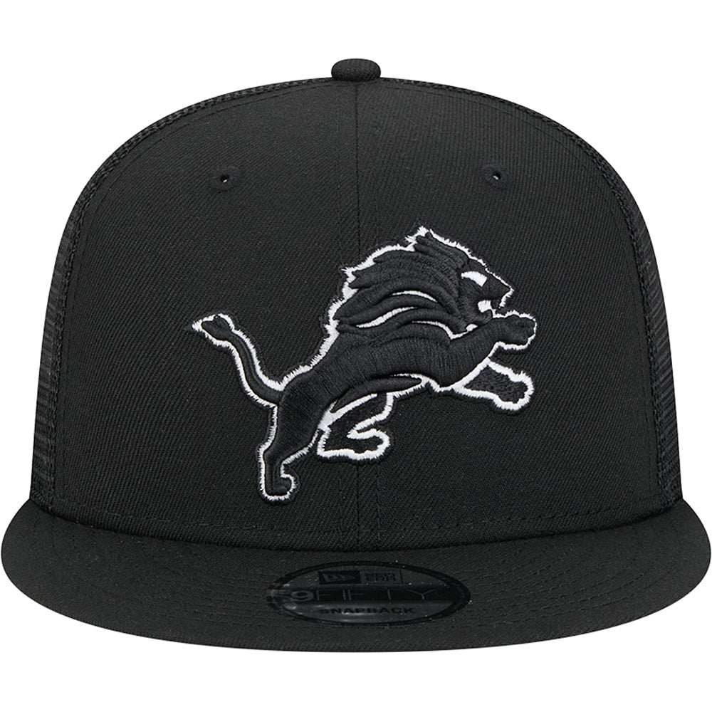 NFL Detroit Lions New Era Black &amp; White Trucker 9FIFTY Snapback