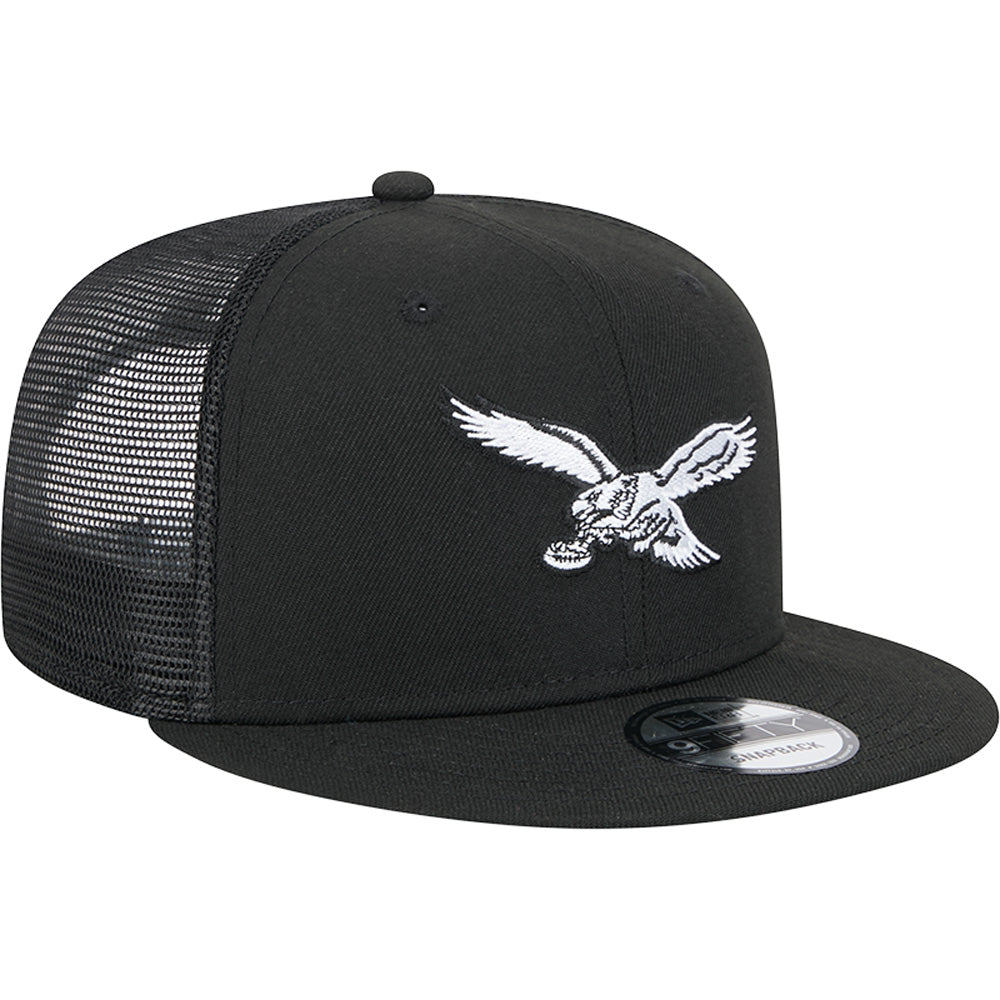 NFL Philadelphia Eagles New Era Black &amp; White Trucker 9FIFTY Snapback