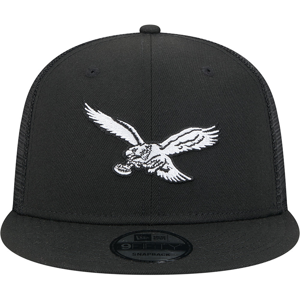 NFL Philadelphia Eagles New Era Black &amp; White Trucker 9FIFTY Snapback