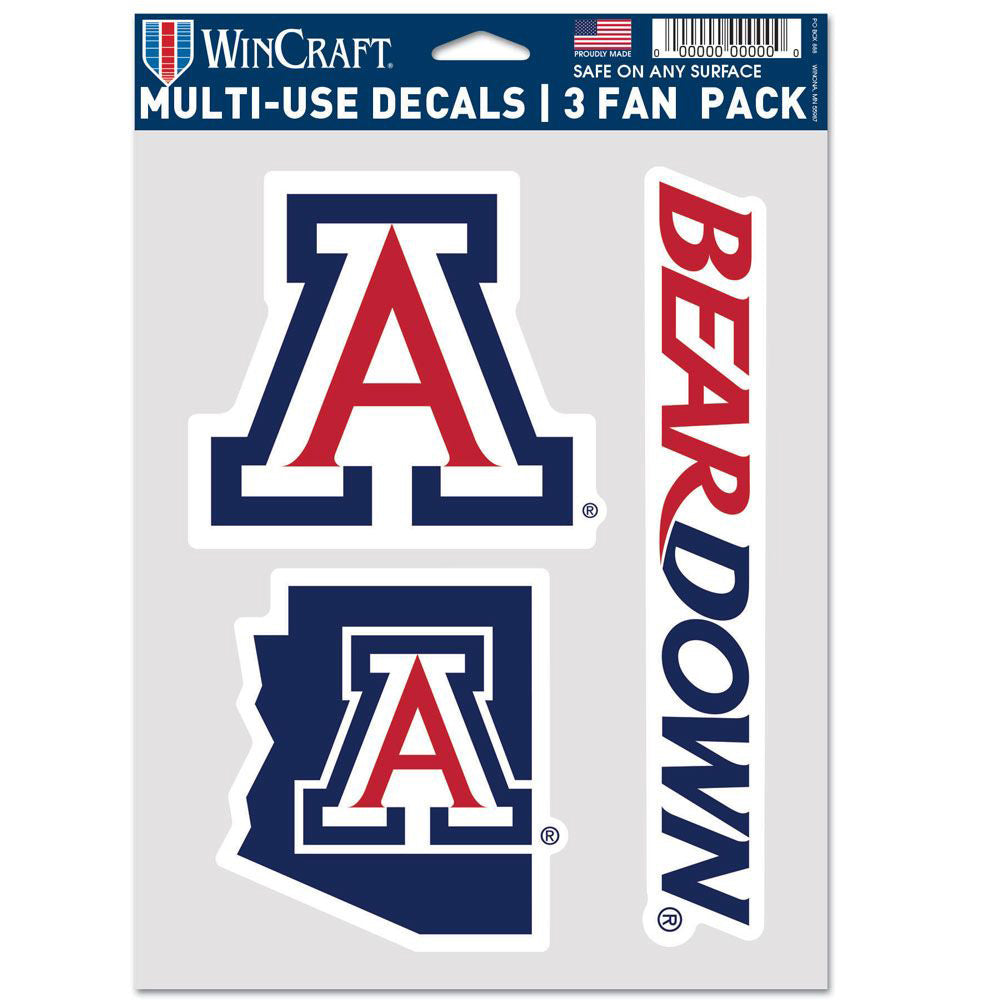 NCAA Arizona Wildcats WinCraft 3-Pack Decal Sheet