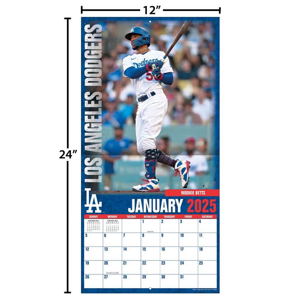 MLB Los Angeles Dodgers 2024-2025 12&quot; x 12&quot; Team Wall Calendar