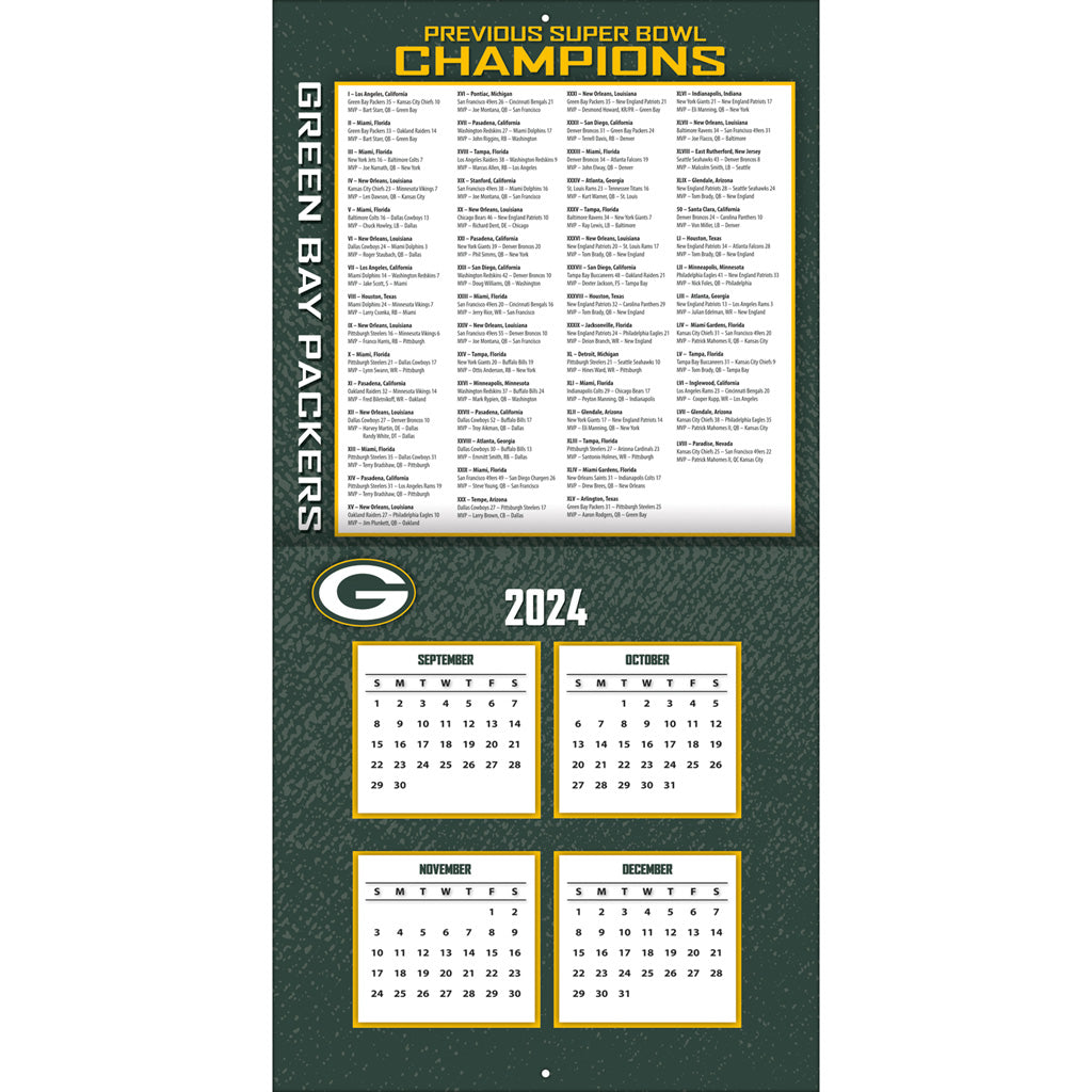 NFL Green Bay Packers 2024-2025 12&quot; x 12&quot; Team Wall Calendar