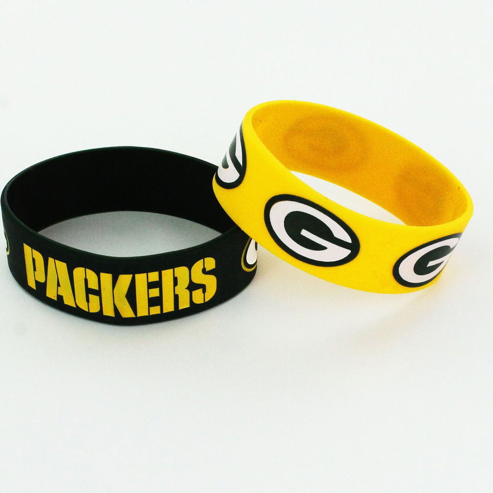 NFL Green Bay Packers Aminco 2-Pack Wide Silicone Bracelet Bands