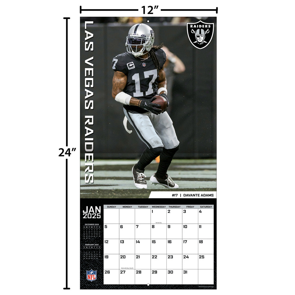 NFL Las Vegas Raiders 2024-2025 12&quot; x 12&quot; Team Wall Calendar