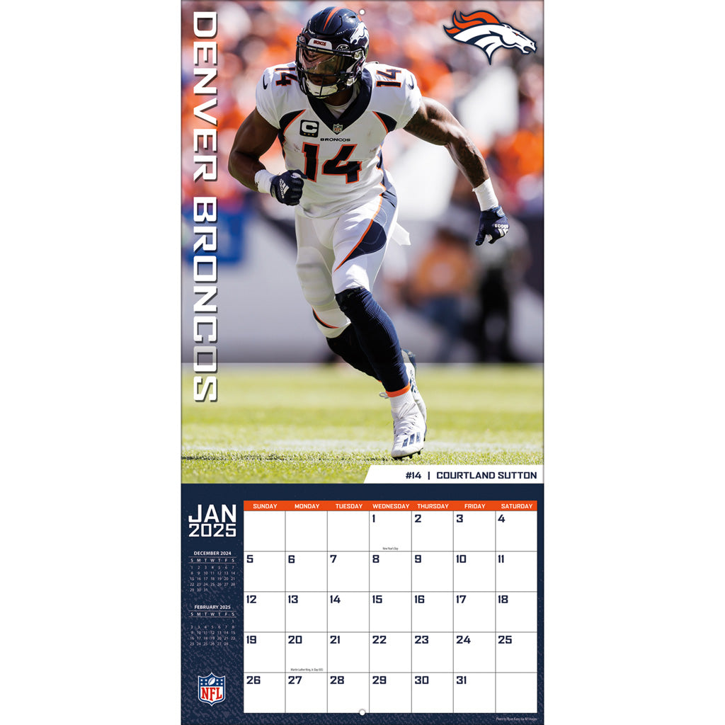 NFL Denver Broncos 2024-2025 12&quot; x 12&quot; Team Wall Calendar