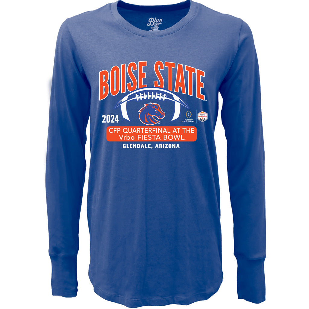 NCAA Boise State Broncos Women&#39;s Blue 84 2024 Fiesta Bowl Little World Long Sleeve T-Shirt - Blue