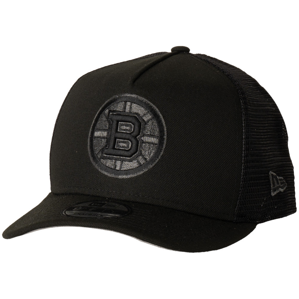 NHL Boston Bruins New Era Black Pearl A-Frame 9FIFTY Trucker Snapback Hat