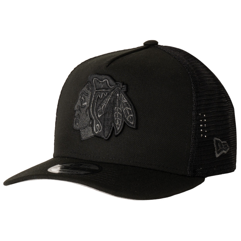 NHL Chicago Blackhawks New Era Black Pearl A-Frame 9FIFTY Trucker Snapback Hat