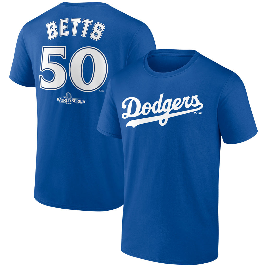 MLB Los Angeles Dodgers Mookie Betts Fanatics 2024 World Series Name &amp; Number T-Shirt