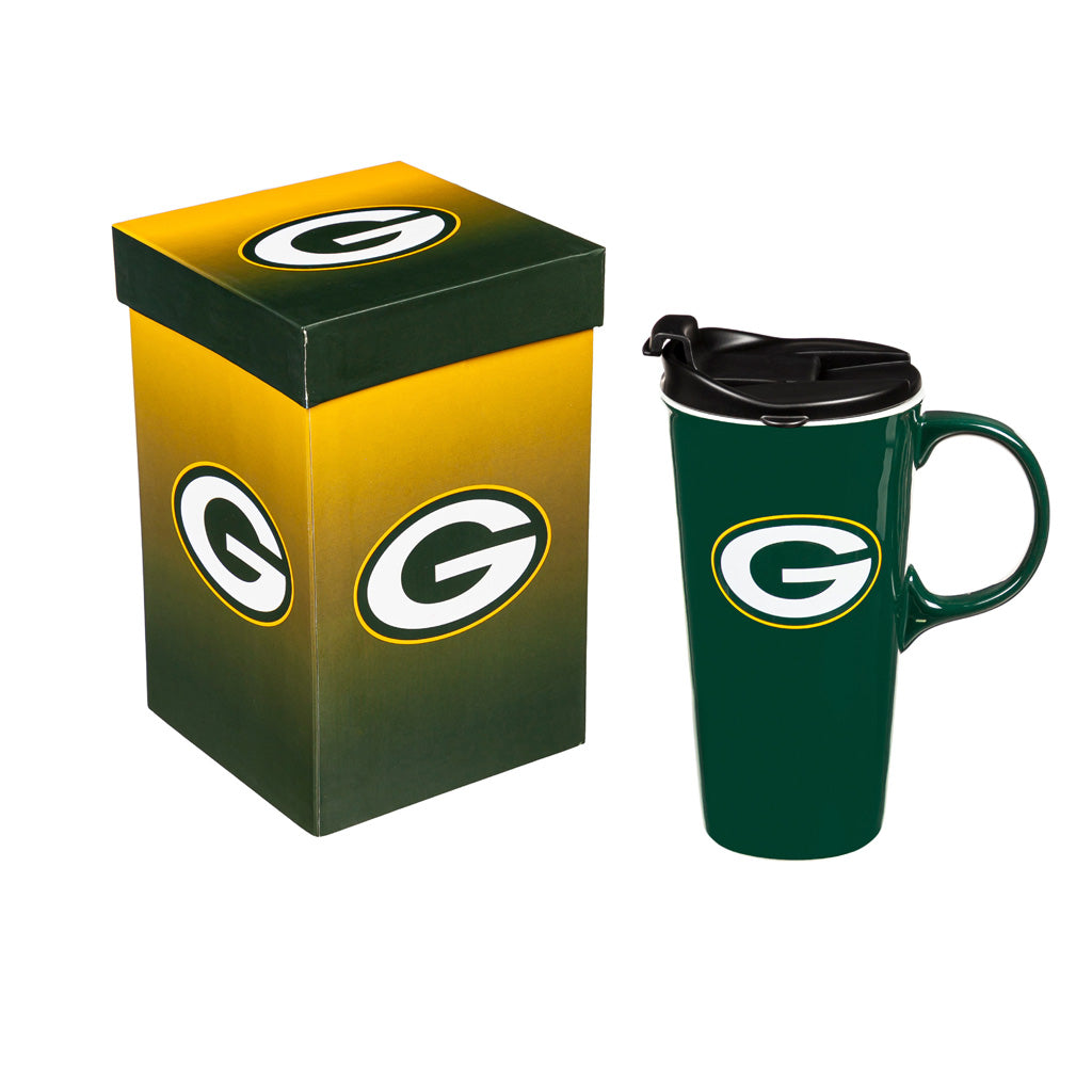 NFL Green Bay Packers Evergreen 17oz Boxed Travel Latte Mug