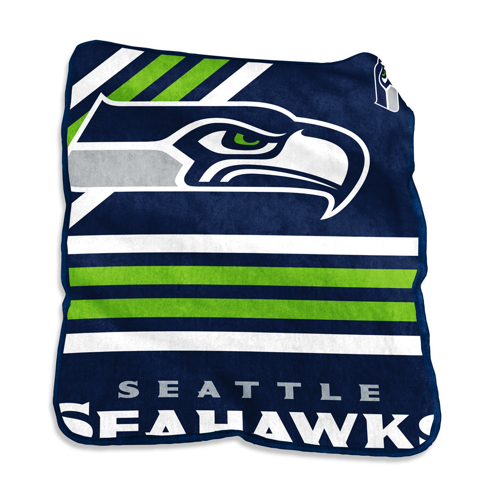 NFL Seattle Seahawks Logo Brands 50x60 Raschel Blanket