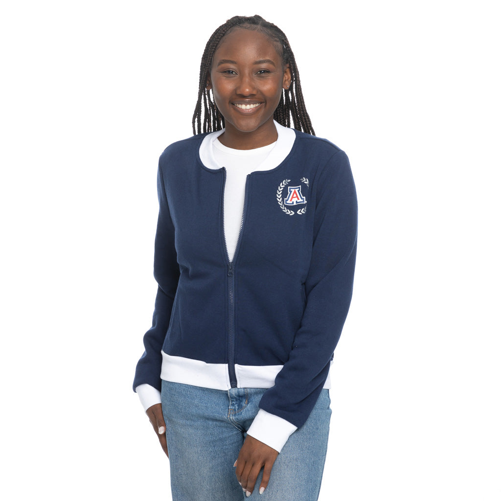 NCAA Arizona Wildcats Women&#39;s ZooZatz Glitter Fleece Bomber Sweatshirt