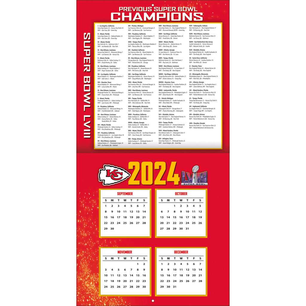 NFL Kansas City Chiefs 2024-2025 12&quot; x 12&quot; Team Wall Calendar