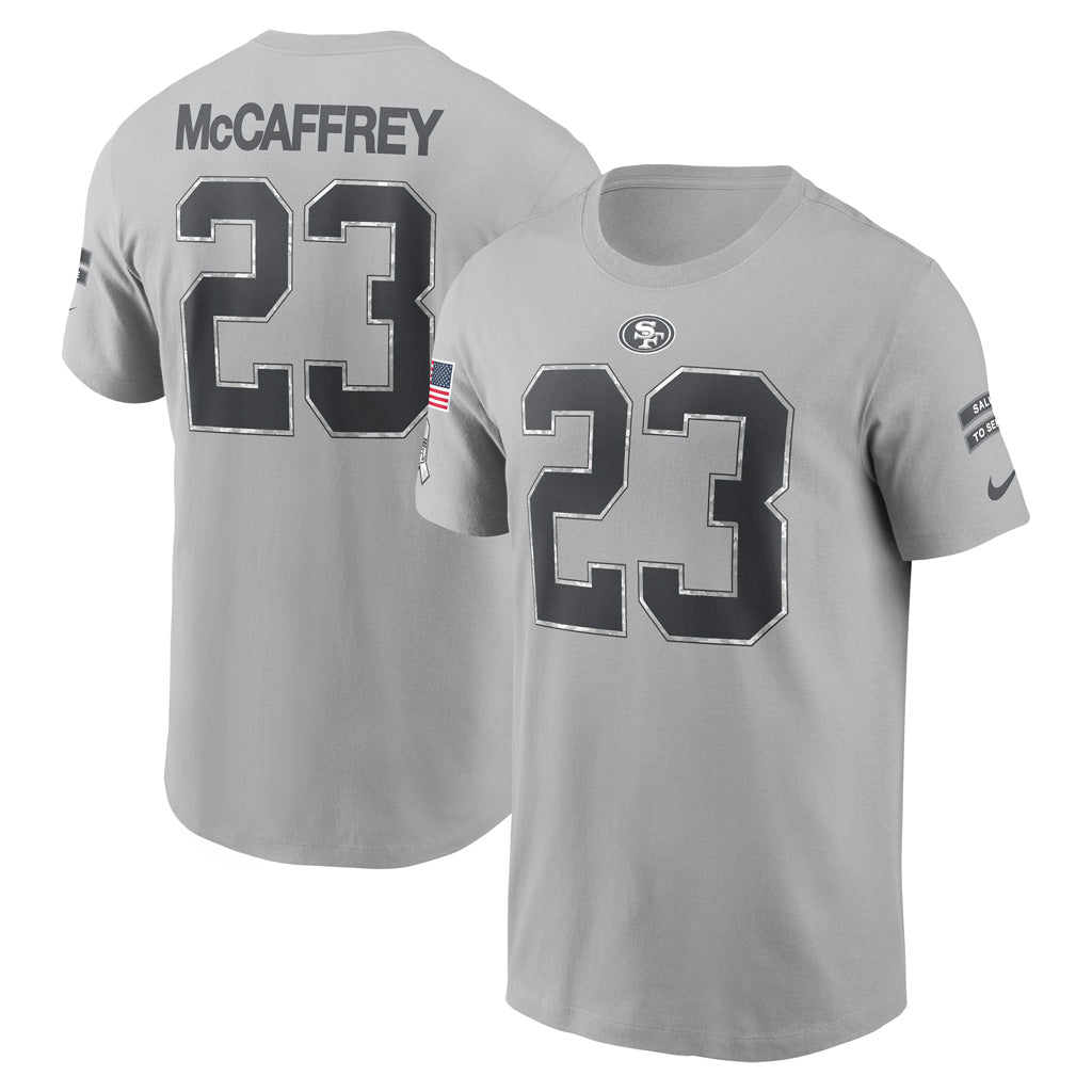 NFL San Francisco 49ers Christian McCaffrey 2024 Salute to Service Name &amp; Number Tee