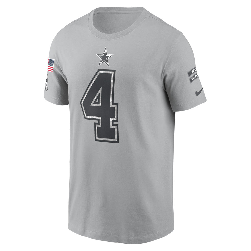 NFL Dallas Cowboys Dak Prescott Nike 2024 Salute to Service Name &amp; Number Short Sleeve T-Shirt