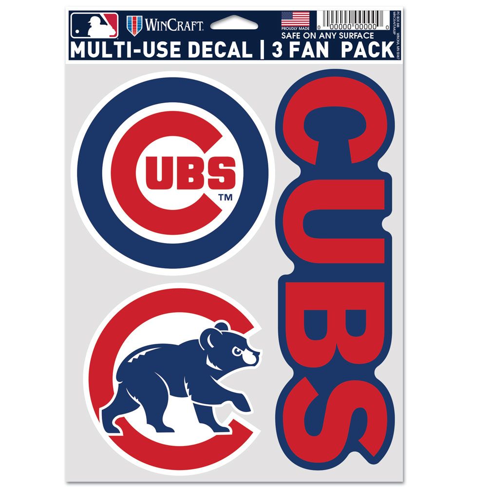 MLB Chicago Cubs WinCraft 3-Pack Fan Decal Sheet