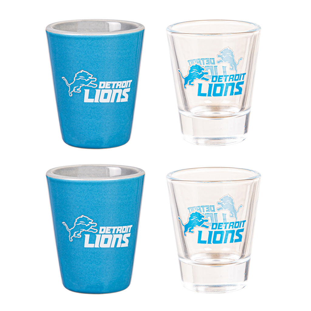 NFL Detroit Lions Evergreen 4-Piece Shot Glass Set