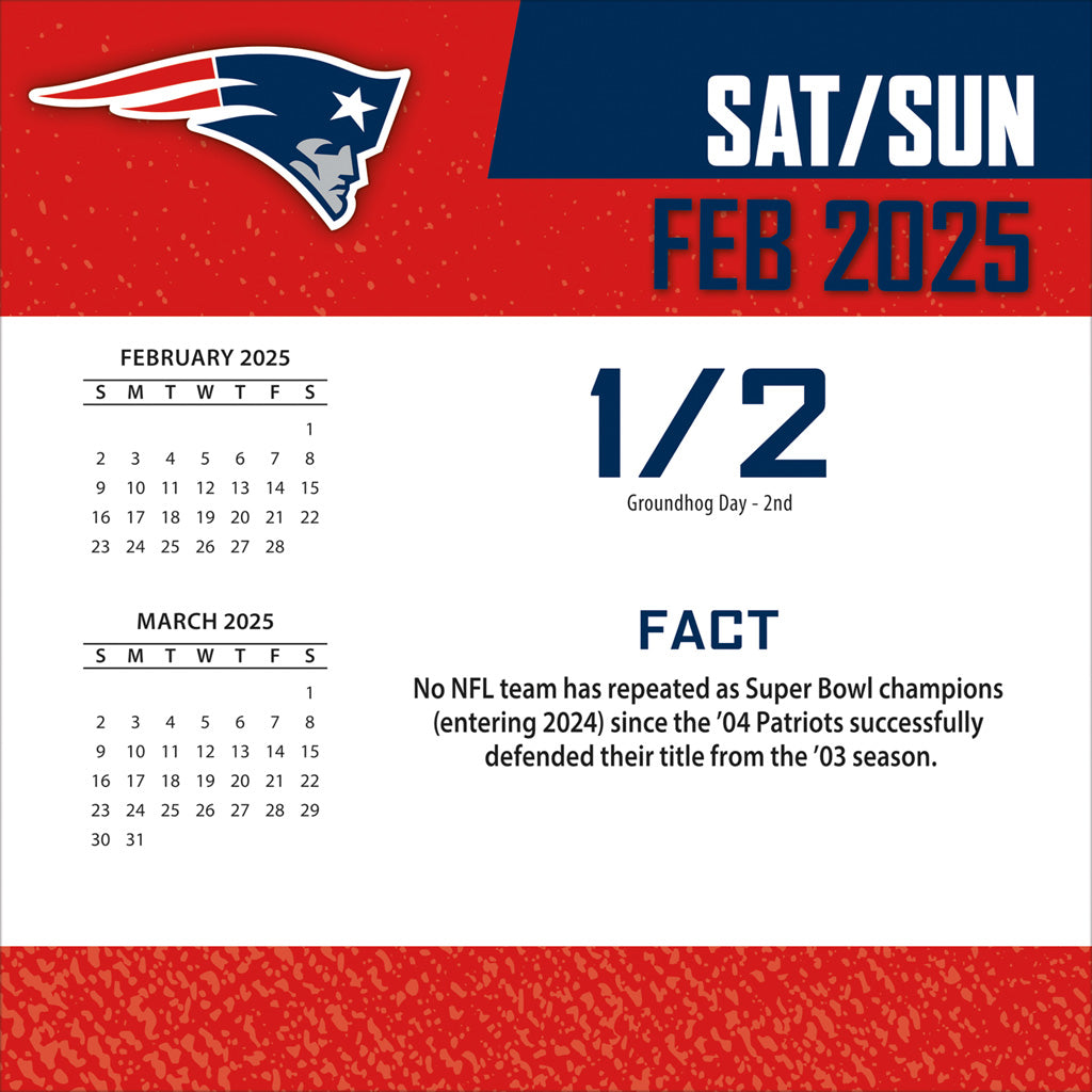 NFL New England Patriots 2024-2025 Boxed Calendar