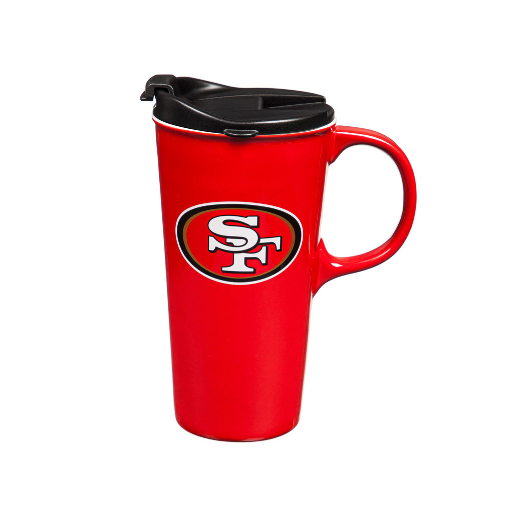 NFL San Francisco 49ers Evergreen 17oz Boxed Travel Latte Mug