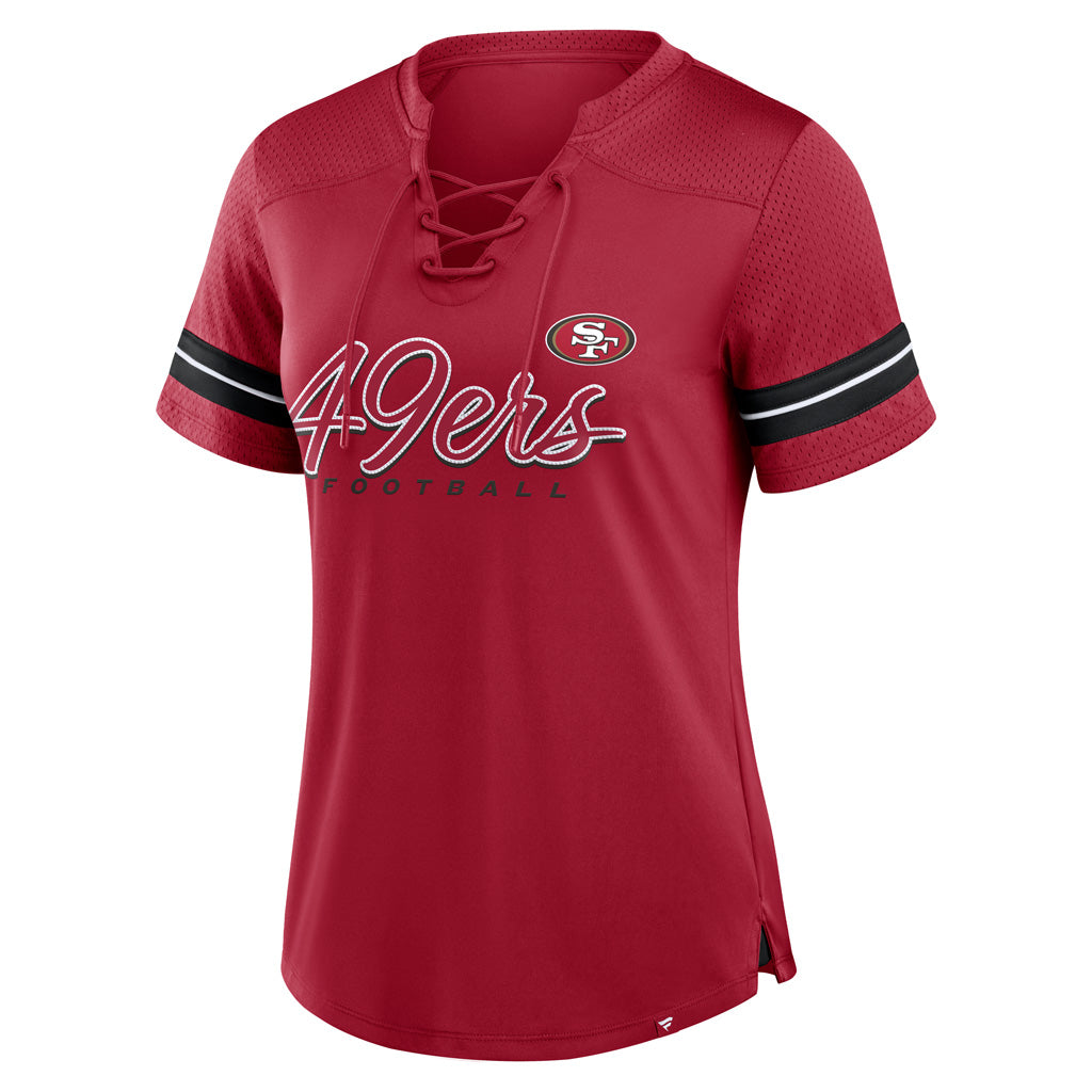 NFL San Francisco 49ers Fanatics Women&#39;s Play Script Lace-Up Top