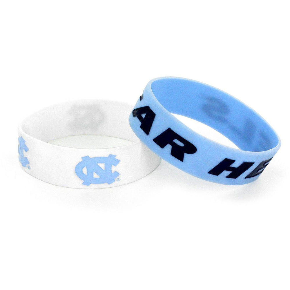 NCAA North Carolina Tar Heels Aminco 2-Pack Wide Silicone Bracelet Bands