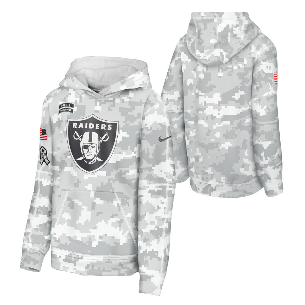 NFL Las Vegas Raiders Youth Nike 2024 Salute To Service Primary Edge Pullover Hoodie