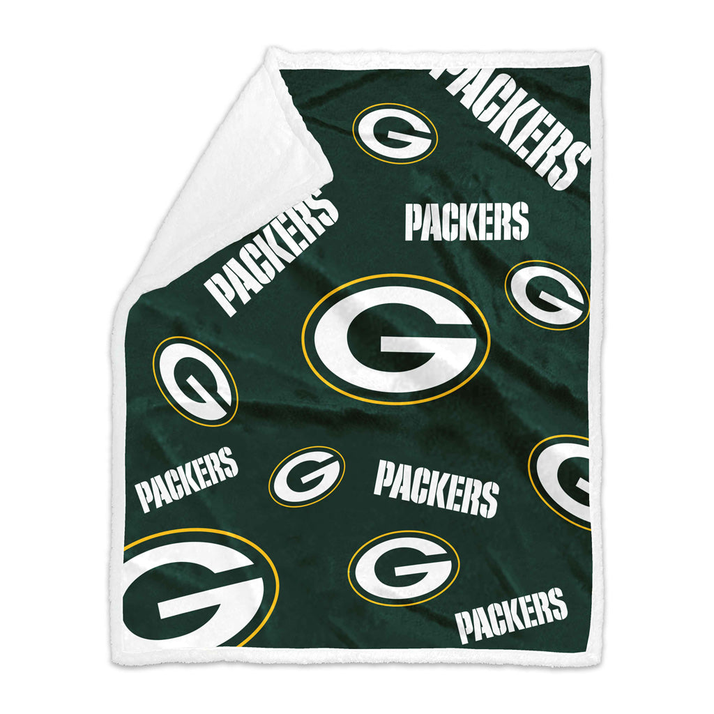 NFL Green Bay Packers Logo Brands 50x60 Sherpa