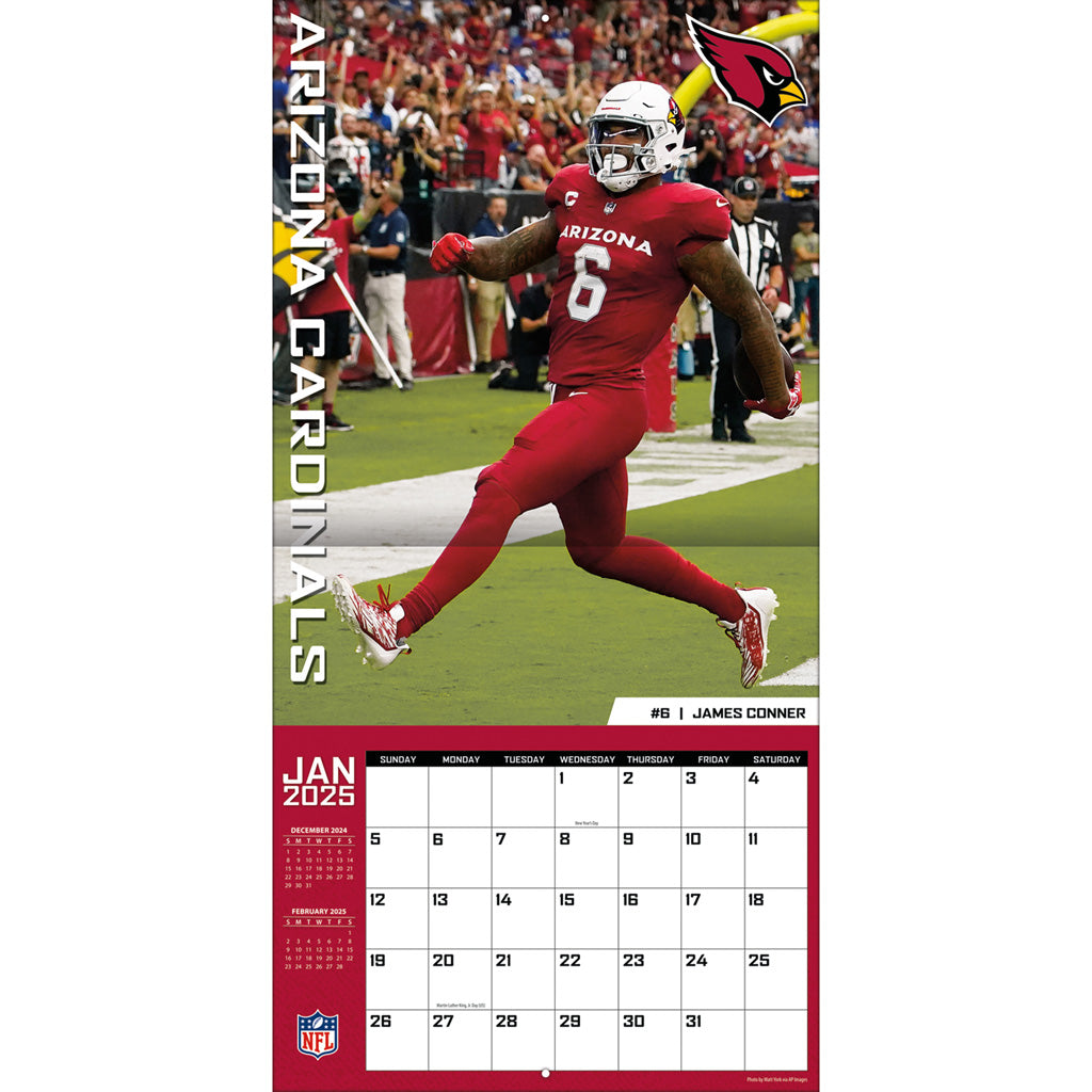 NFL Arizona Cardinals 2024-2025 12&quot; x 12&quot; Team Wall Calendar