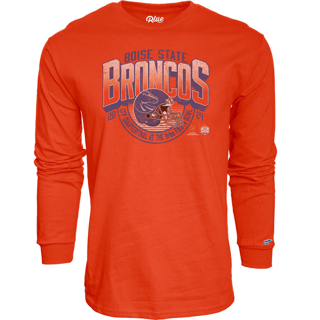 NCAA Boise State Broncos Blue 84 2024 Fiesta Bowl Dirty Money Long Sleeve T-Shirt - Orange