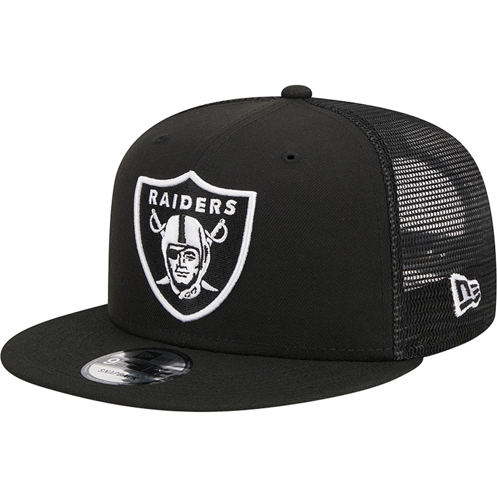 NFL Las Vegas Raiders New Era Black &amp; White Trucker 9FIFTY Snapback