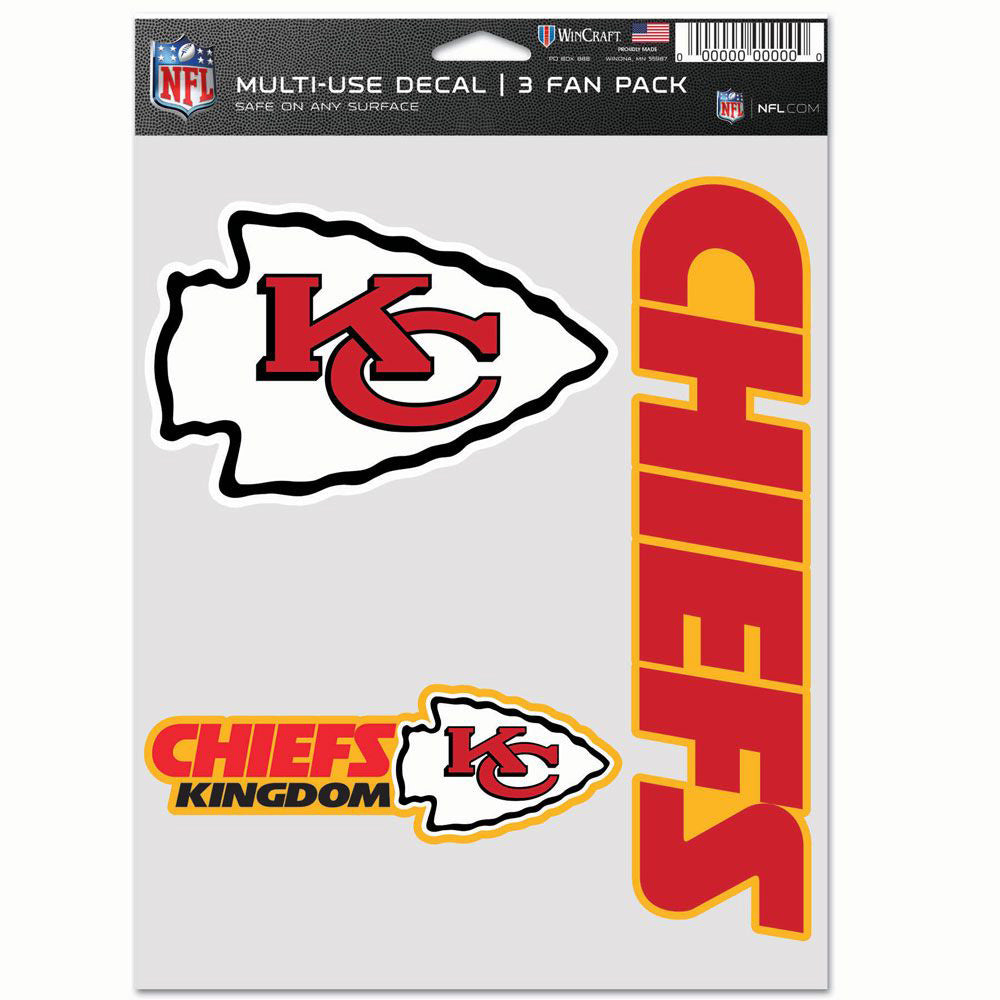 NFL Kansas City Chiefs WinCraft 3-Pack Fan Decal Sheet