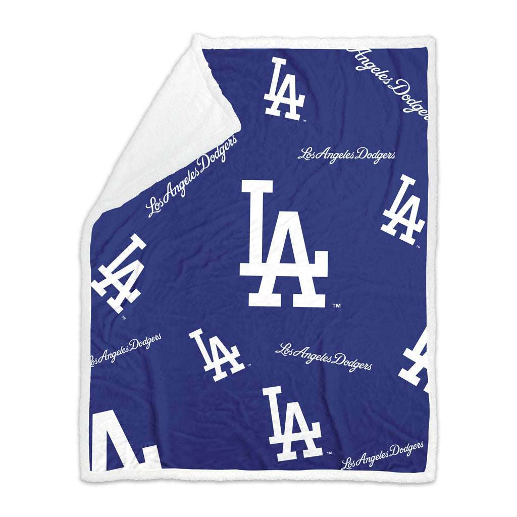 MLB Los Angeles Dodgers Logo Brands 50x60 Sherpa