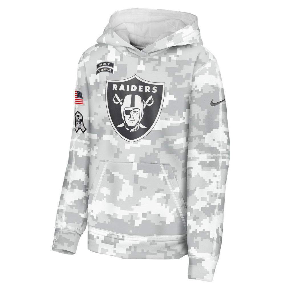 NFL Las Vegas Raiders Youth Nike 2024 Salute To Service Primary Edge Pullover Hoodie